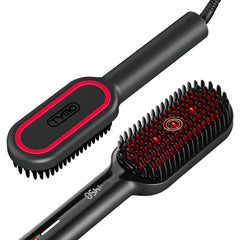 TYMO hair straightener brush close up shows dense bristles for snag-free styling