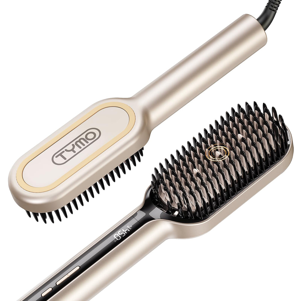 tymo hair straightener brush with dense-bristles for faster styling