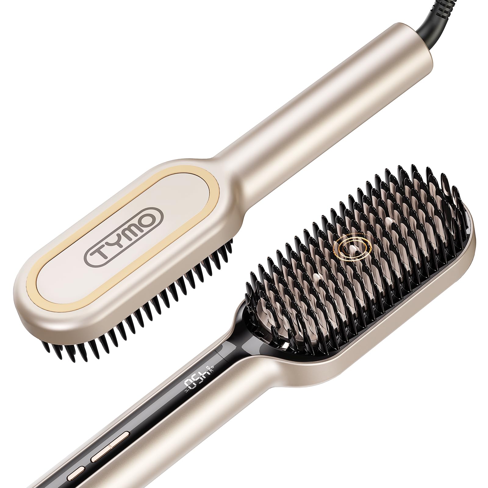 tymo hair straightener brush with dense-bristles for faster styling