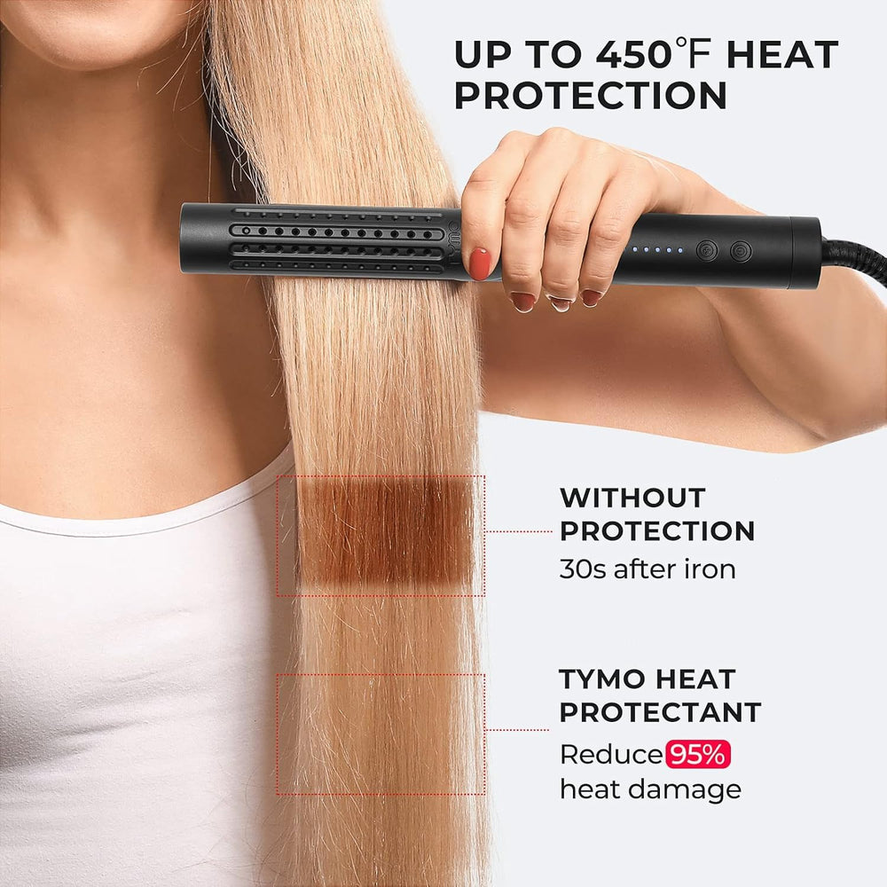 TYMO spray protecting curls during styling with heat