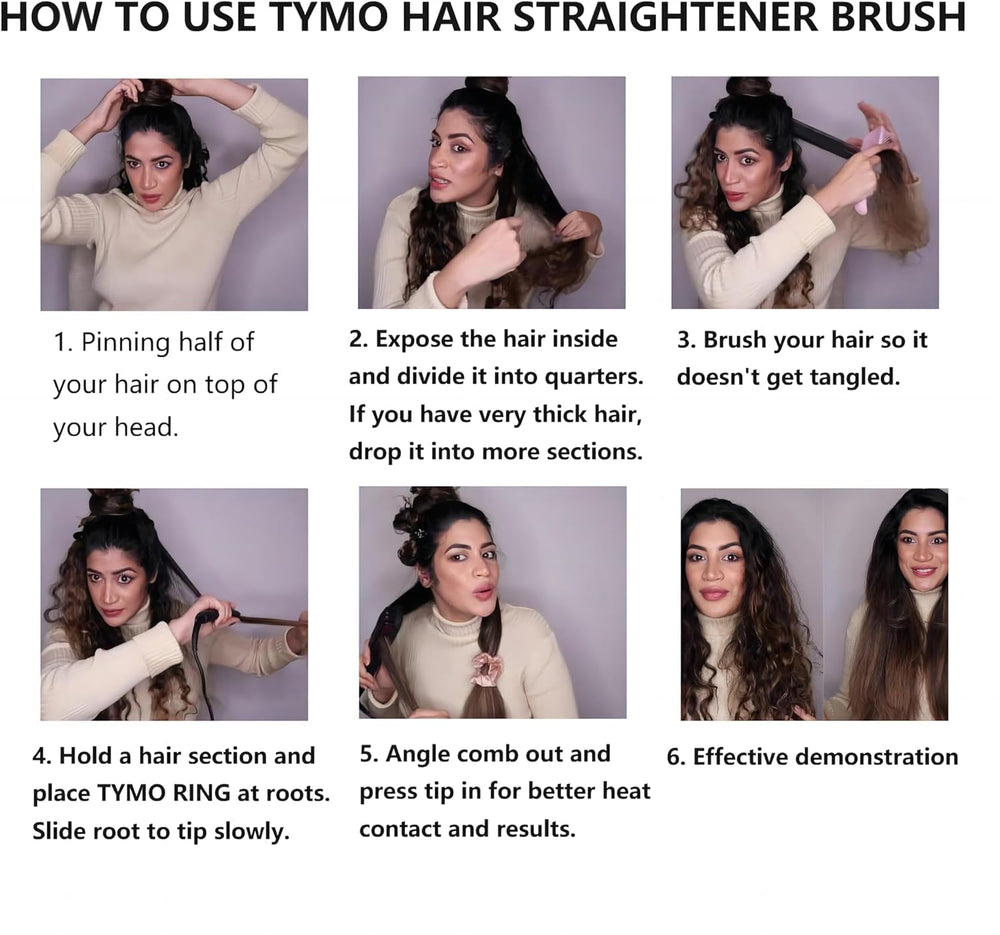 TYMO Ionic Hair Straightener Brush auto-off-indicator for safe use.