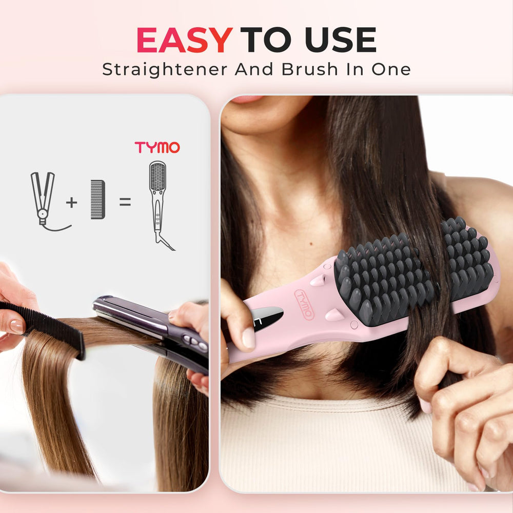 TYMO ionic hair straightener brush LED display close-up enables precise heat settings