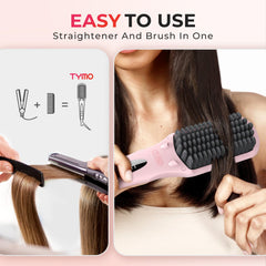 TYMO ionic hair straightener brush LED display close-up enables precise heat settings