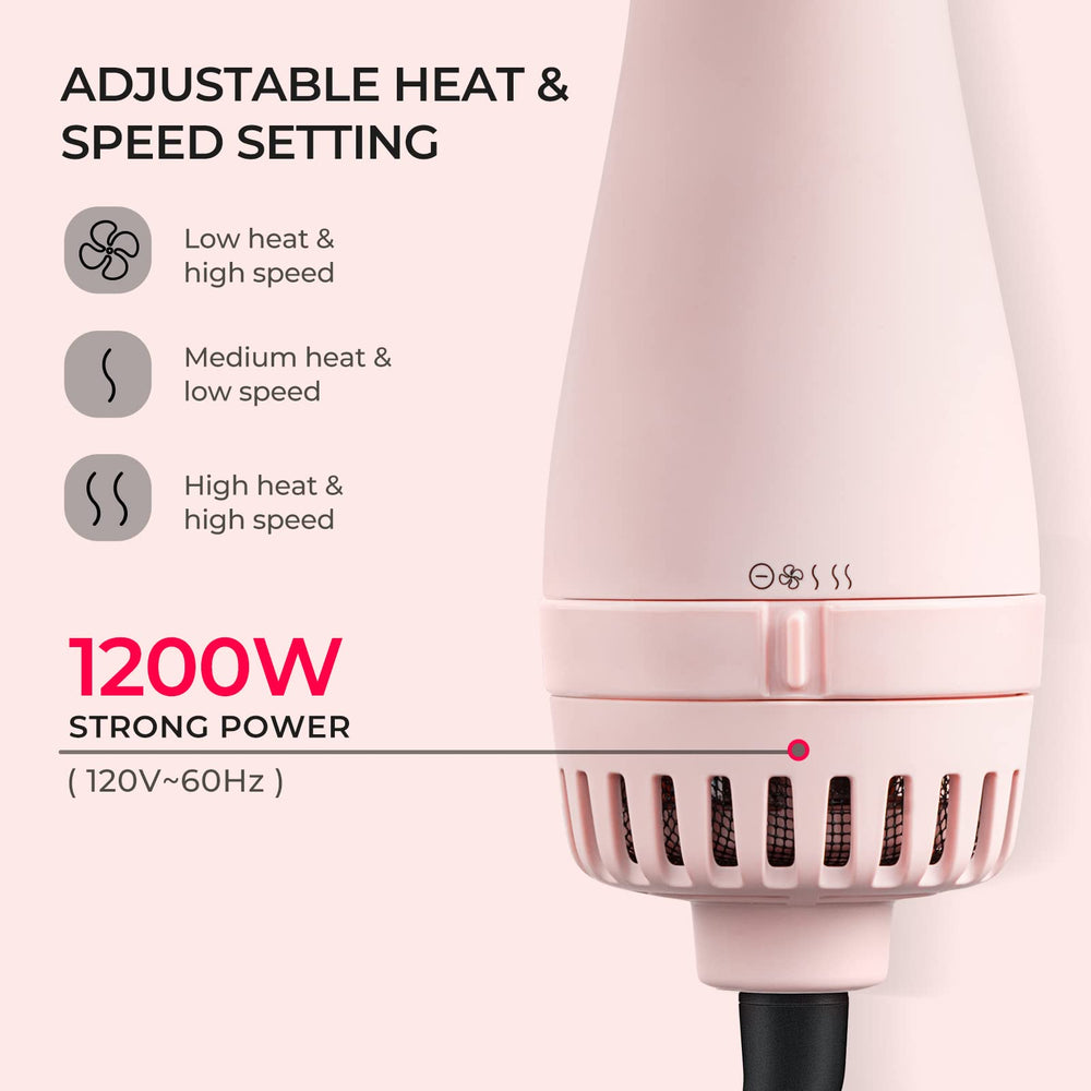 TYMO Pink Volumizer titanium barrel close-up emphasizes even heat for smooth styling.