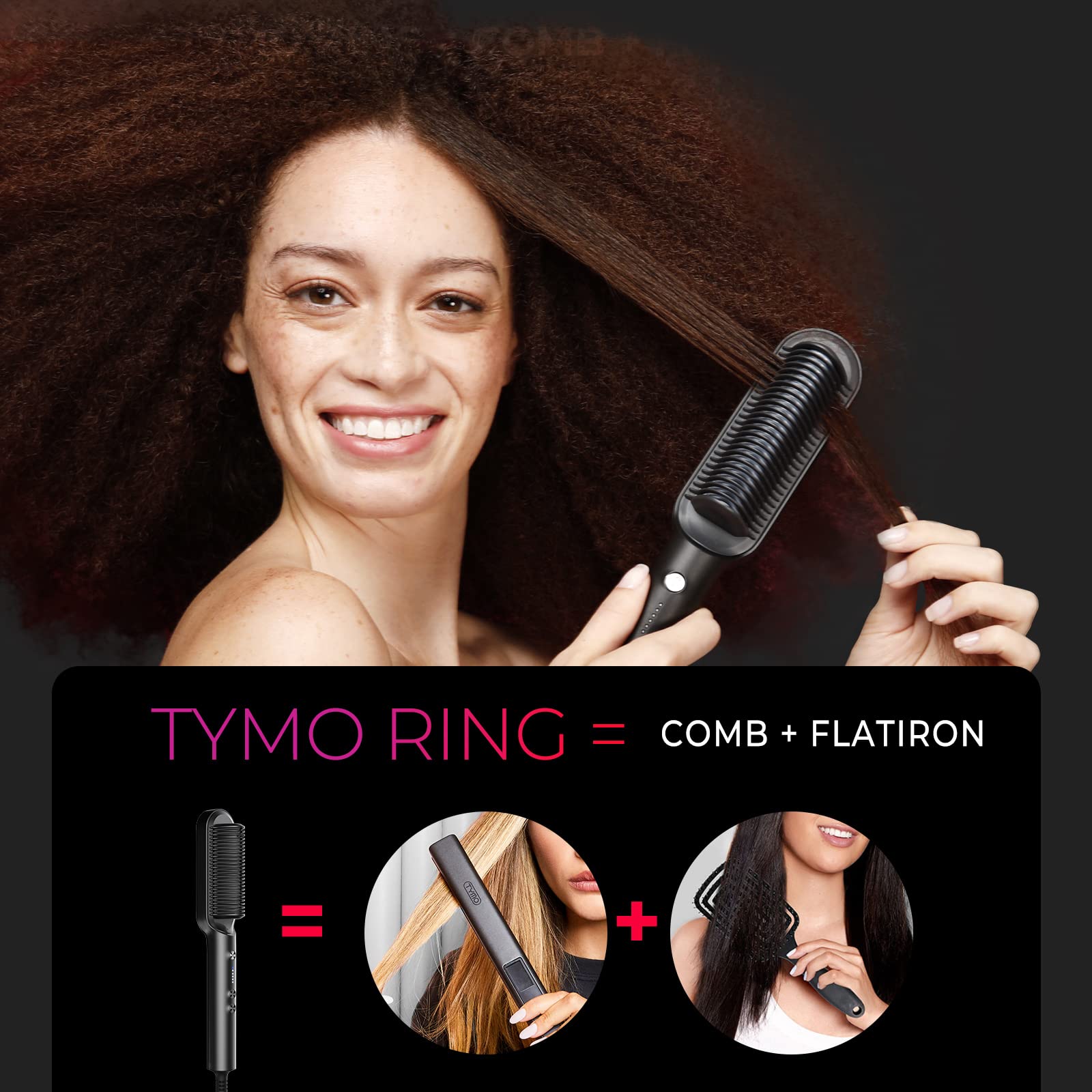 TYMO Ring fast-heat-20s demonstrates rapid styling in seconds.