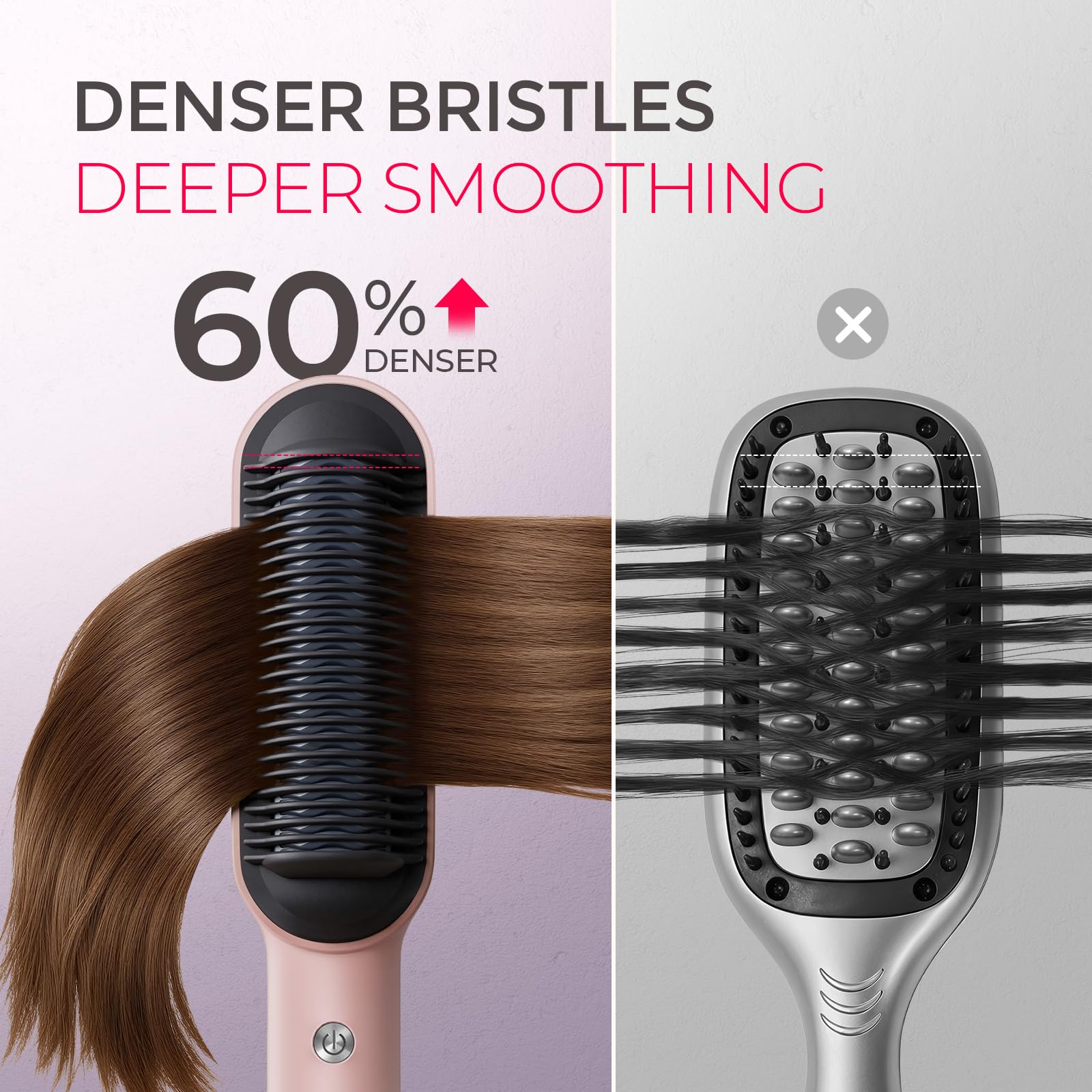 TYMO Ring Hair Straightener Brush keratin coating highlights shine and reduced heat damage
