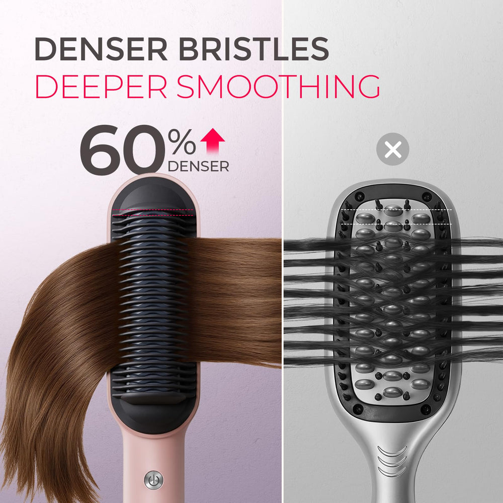 TYMO Ring Hair Straightener Brush keratin coating highlights shine and reduced heat damage