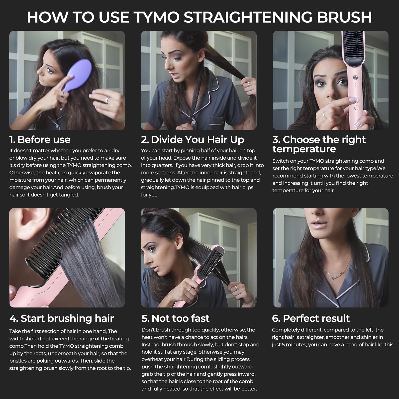 TYMO Ring Hair Straightener Brush portable compact design for travel-friendly styling