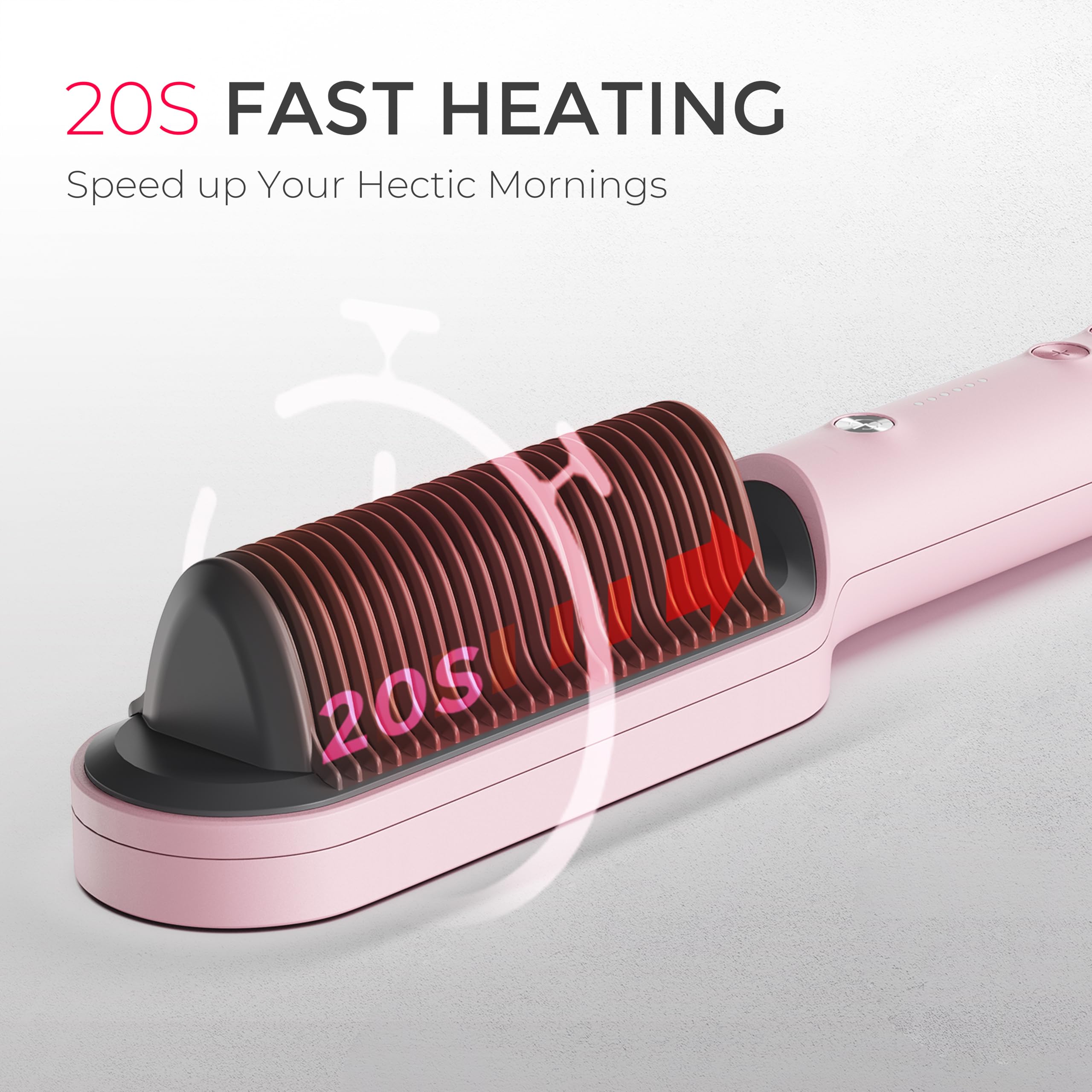 TYMO Ring Hair Straightener Comb pink 3D teeth detail improves hair contact for even results