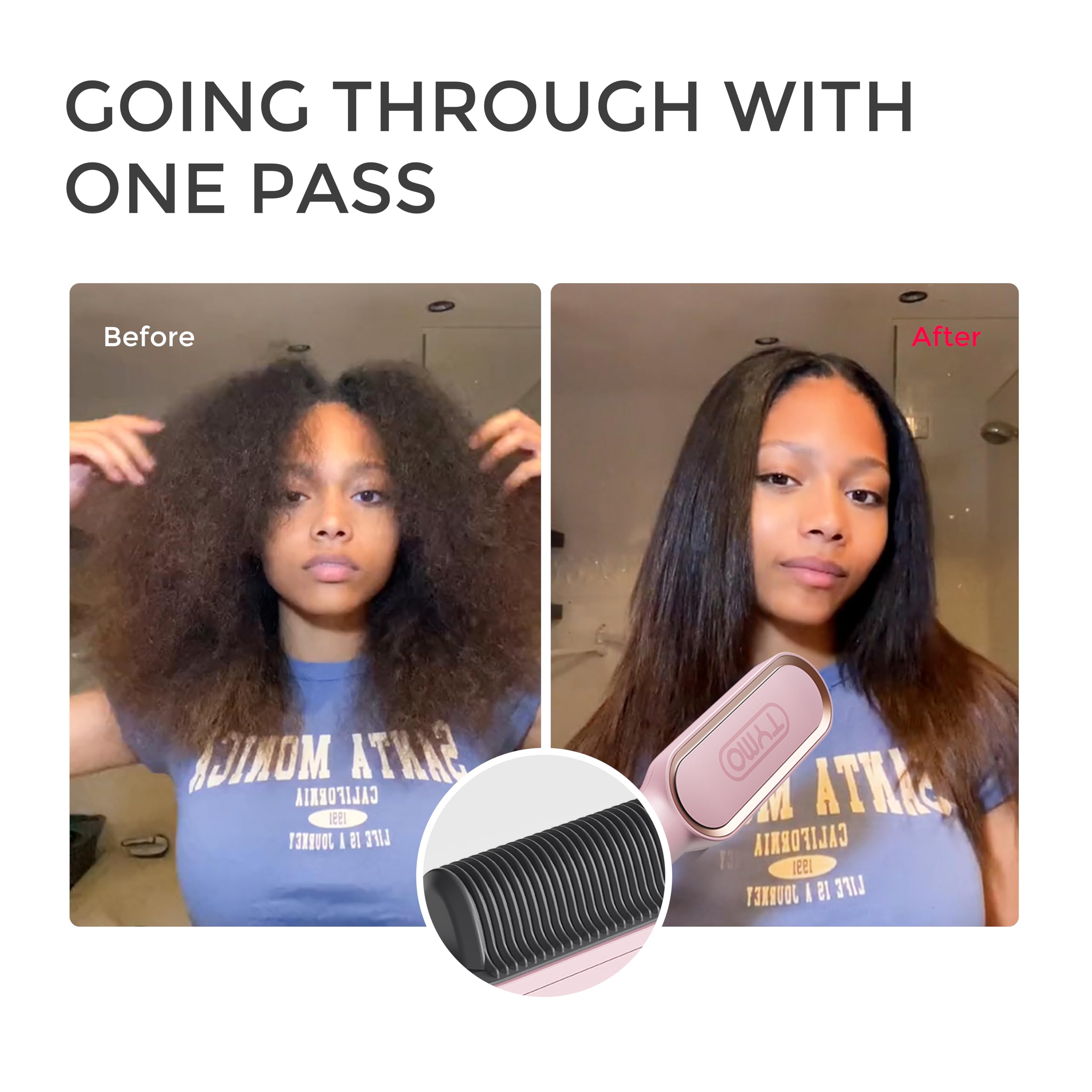 TYMO Ring Hair Straightener Comb pink larger heat-area covers more hair per pass