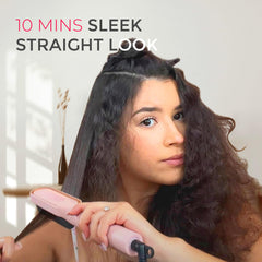 TYMO Ring Hair Straightener Comb pink sideview showcases sleek design for everyday use