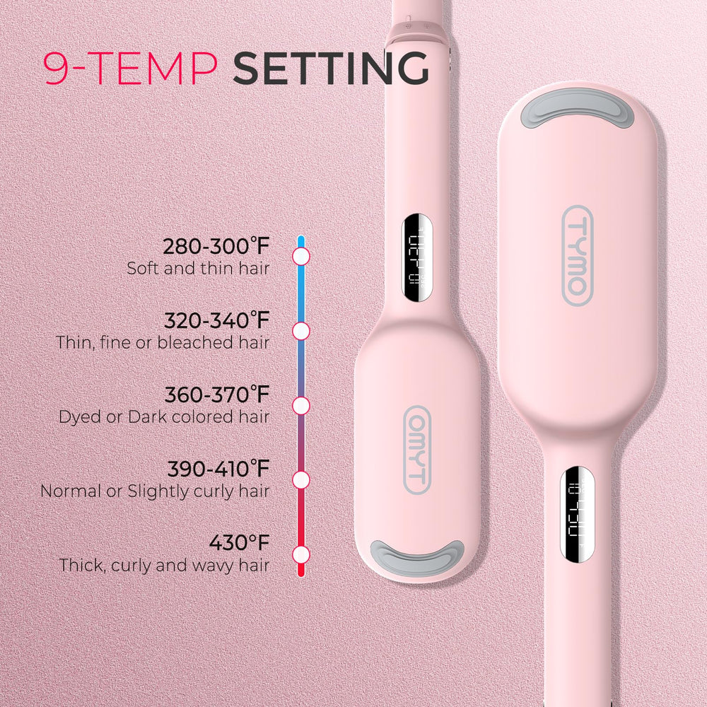 TYMO ROVY pink curling wand with ceramic-tourmaline coating for silky waves