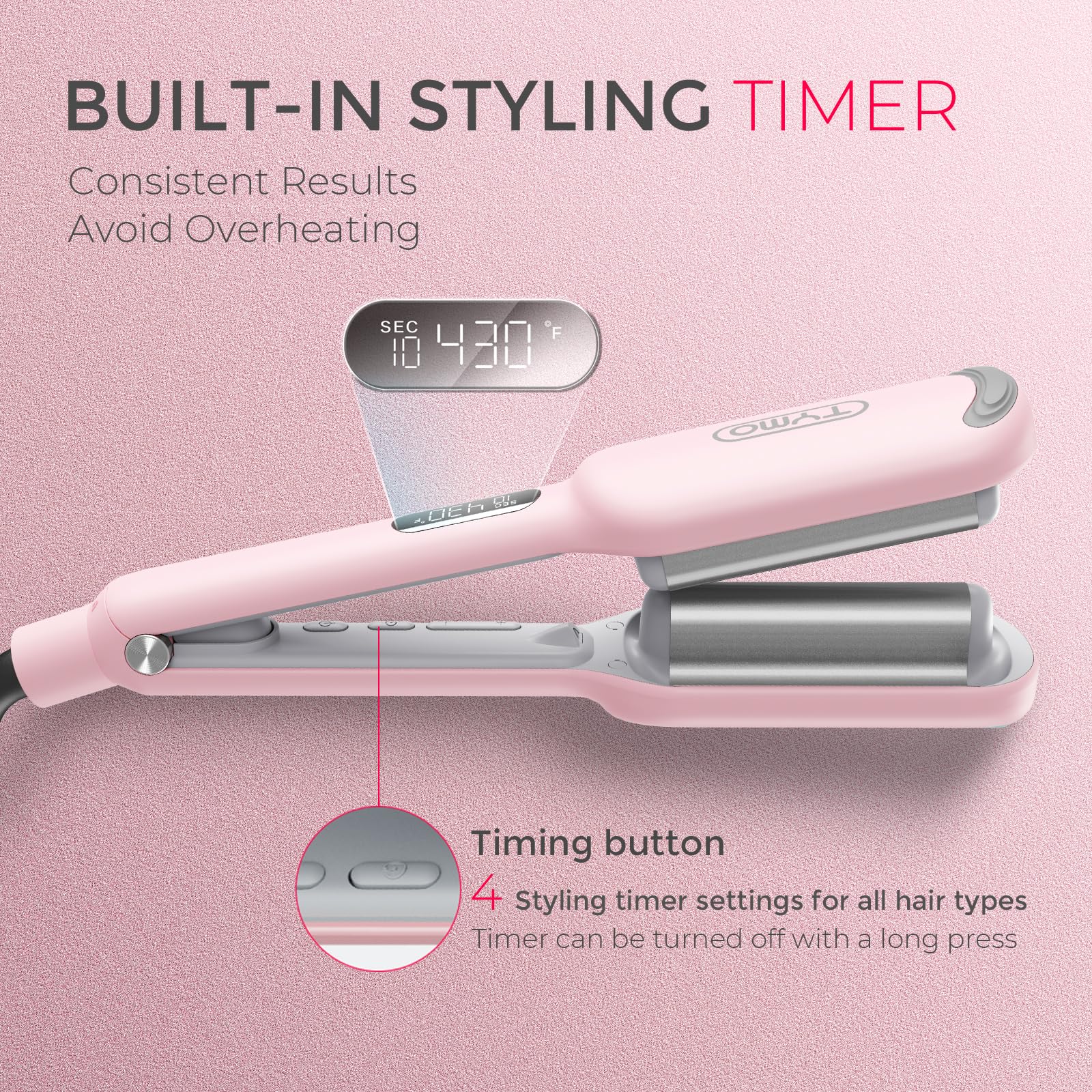TYMO ROVY tourmaline ceramic coating nourishes hair during curling.