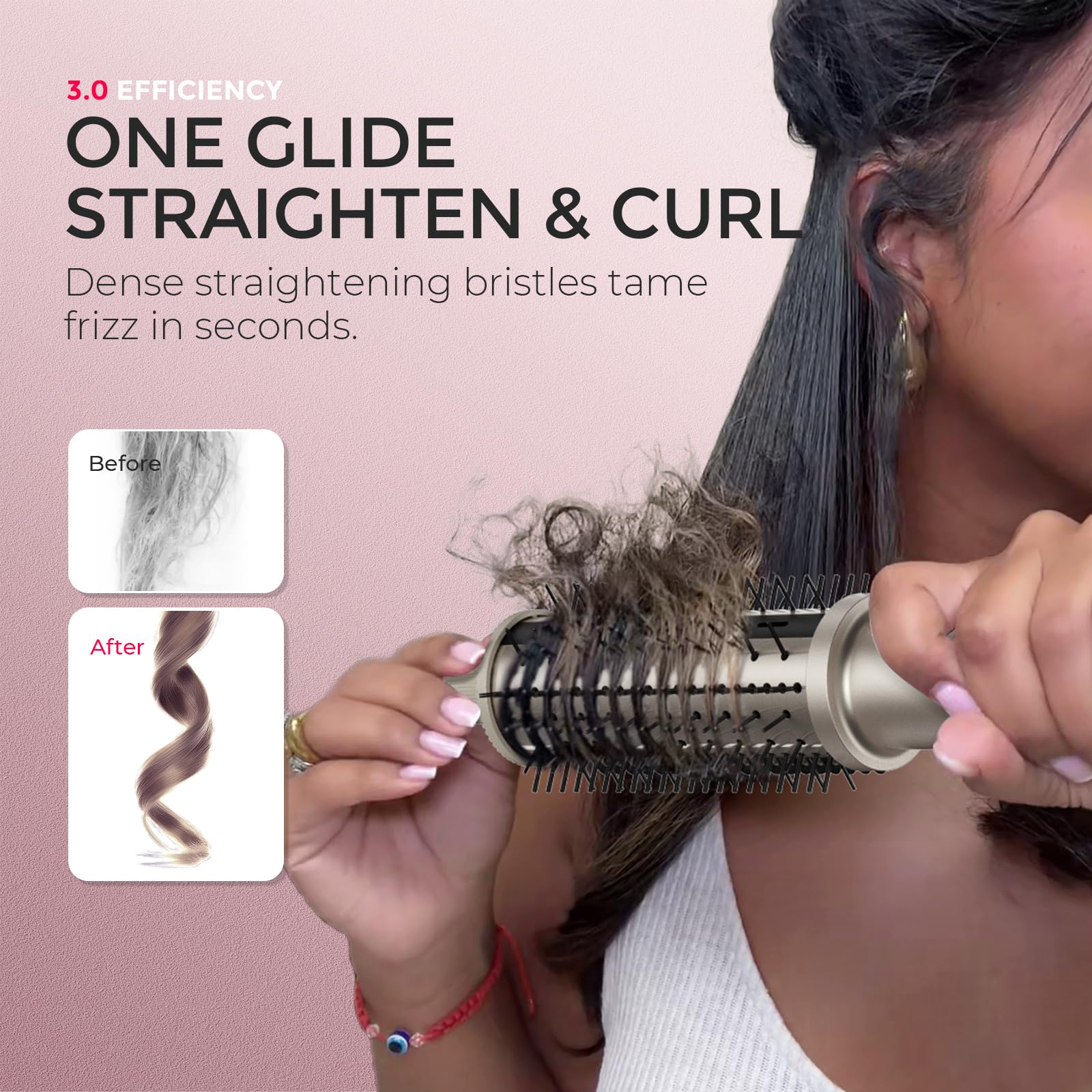 TYMO Stylux Pro 3D wavy bristles close-up reducing snagging during styling