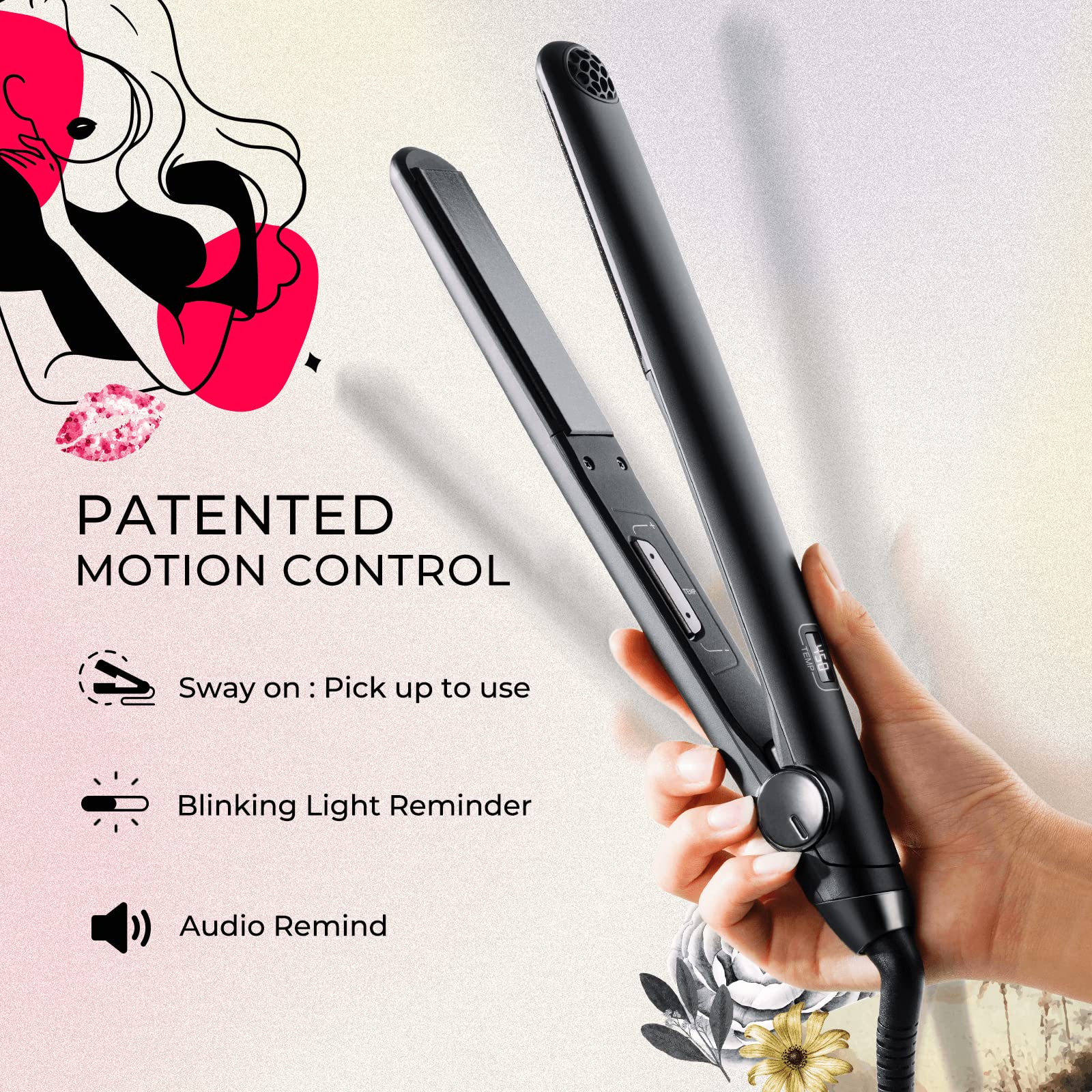 TYMO SWAY tangle-free swivel cord supports comfortable styling anywhere