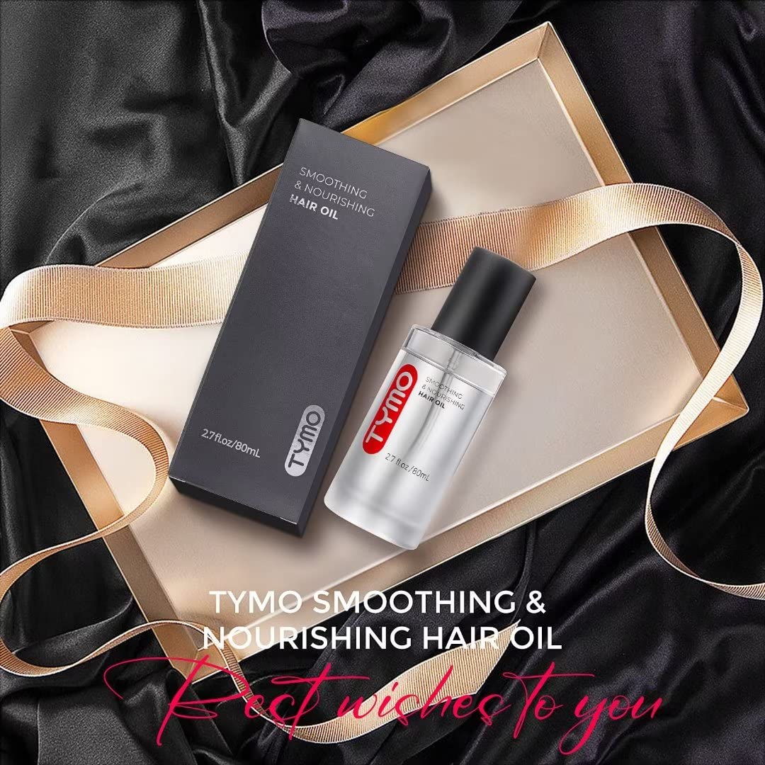 TYMO Weightless Hair Oil packaging with recyclable glass communicates eco-conscious design.