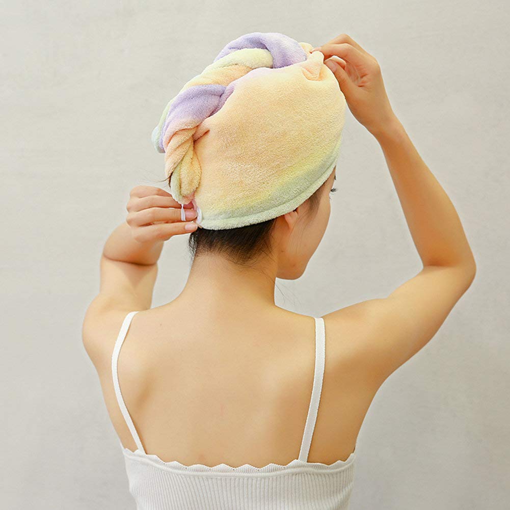 TYONMUJO microfiber wrap dries hair gently, may reduce heat styling needs.