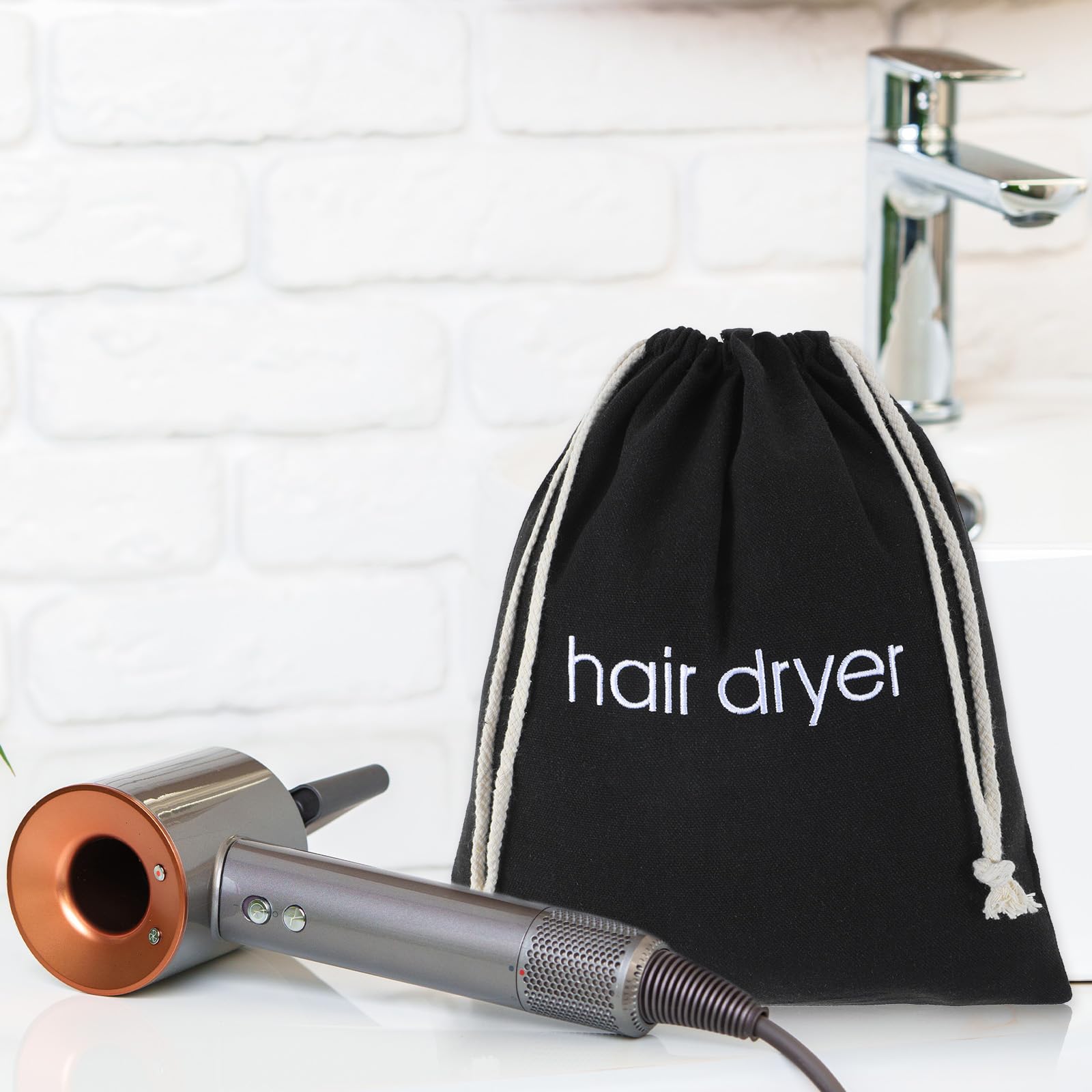 Tyqour travel hair dryer organizer showing compact design for on-the-go packing