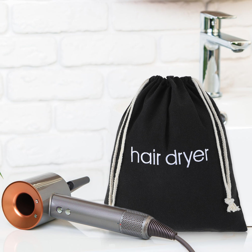Tyqour travel hair dryer organizer showing compact design for on-the-go packing
