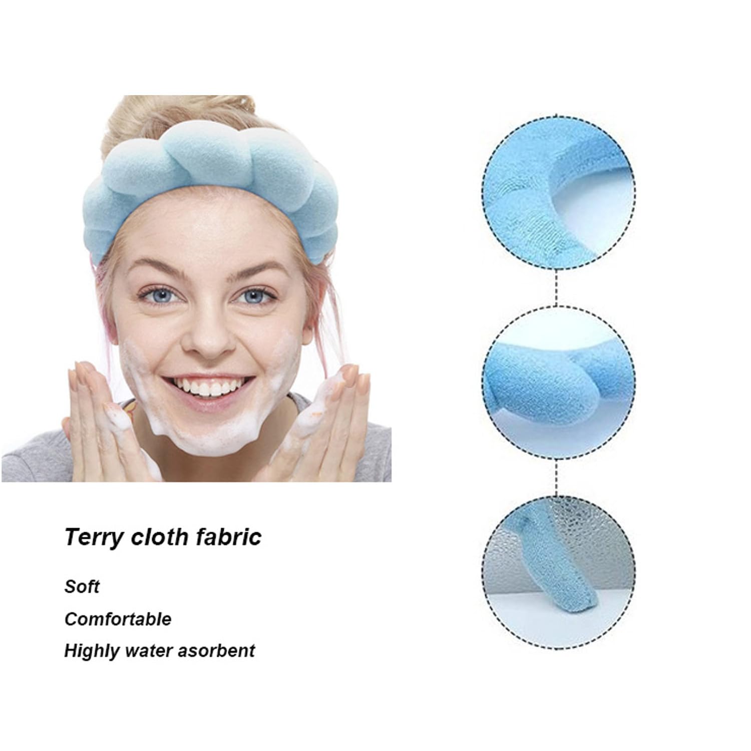 tysseley spa headband stretchy-fit fits various heads without slipping