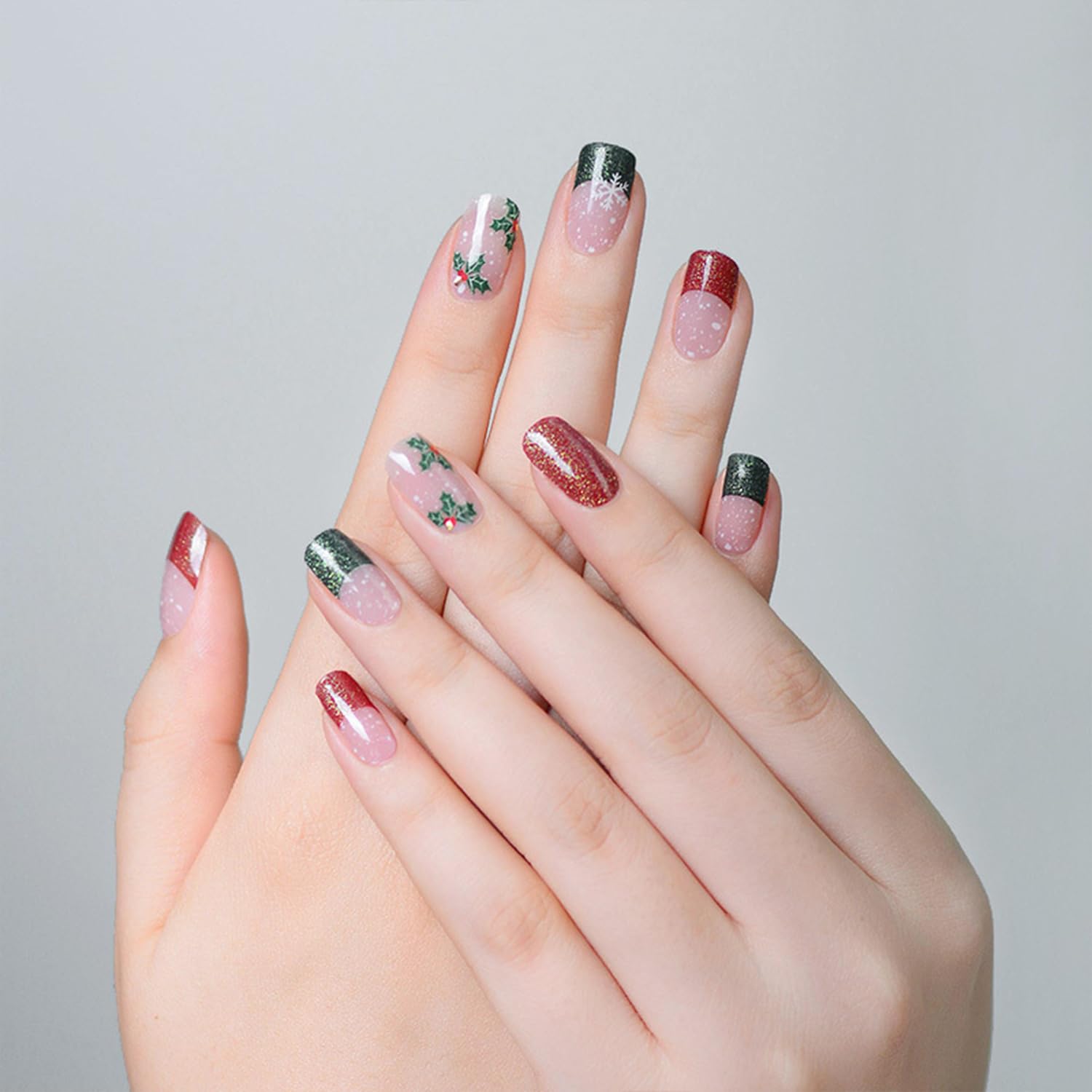 Tyuimhx Christmas gel nail strips snowflake design for festive nail art.