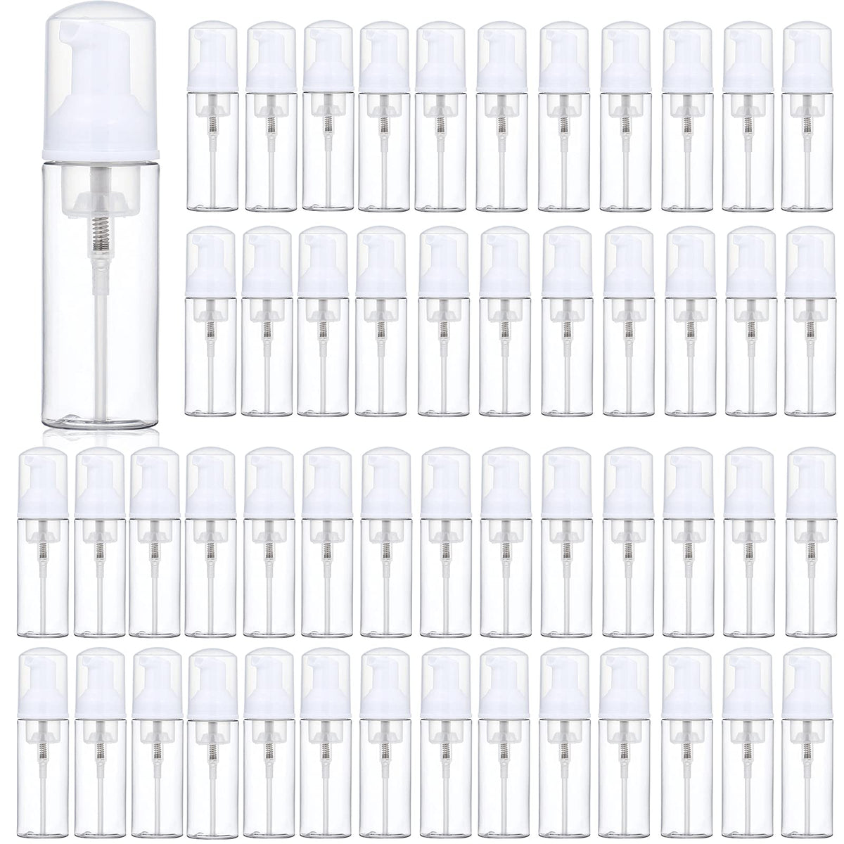 Tzirci 35-pack foam dispensers closeup shows smooth pump action for on-the-go use.
