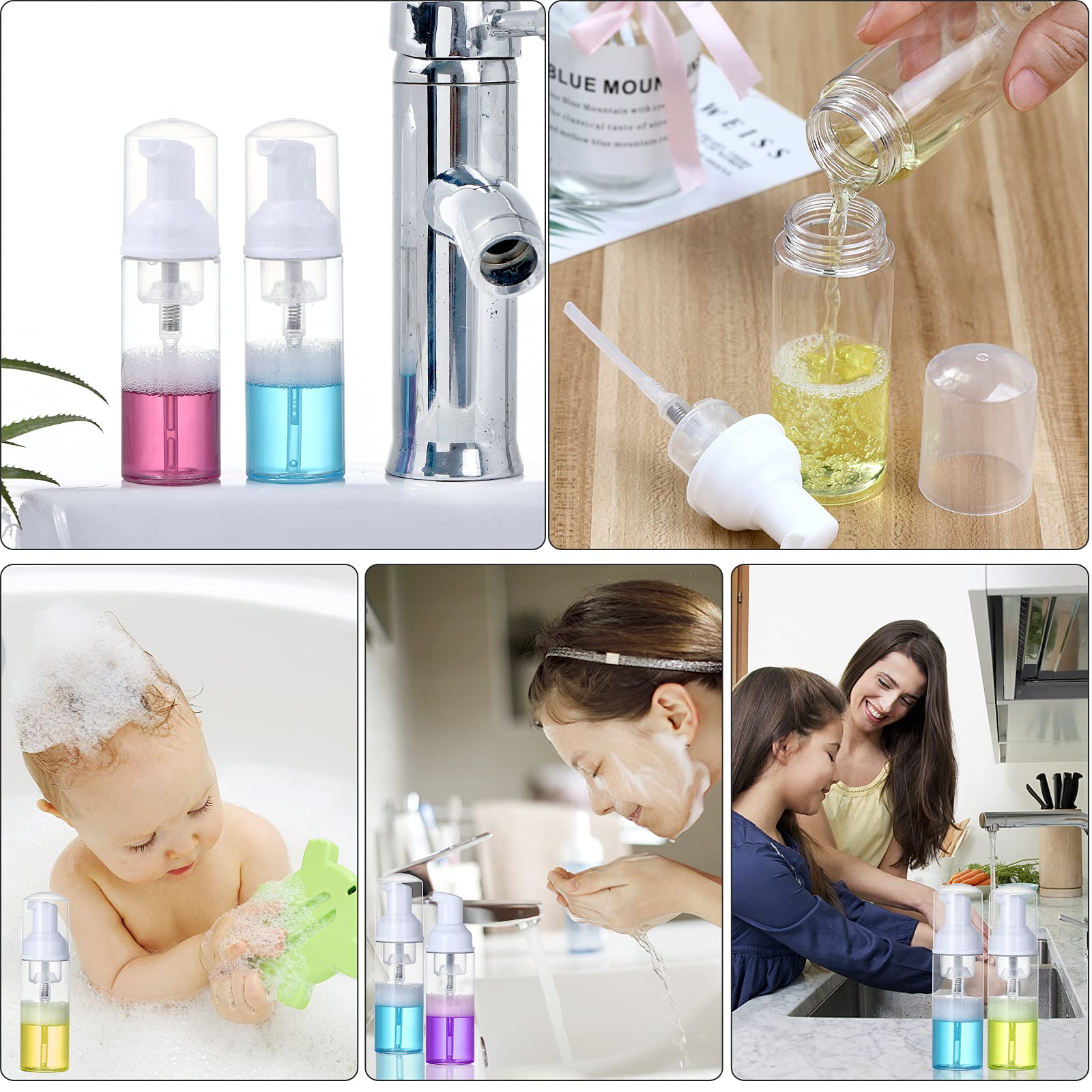 Tzirci Castile liquid dispensers demonstrate versatile packaging options.