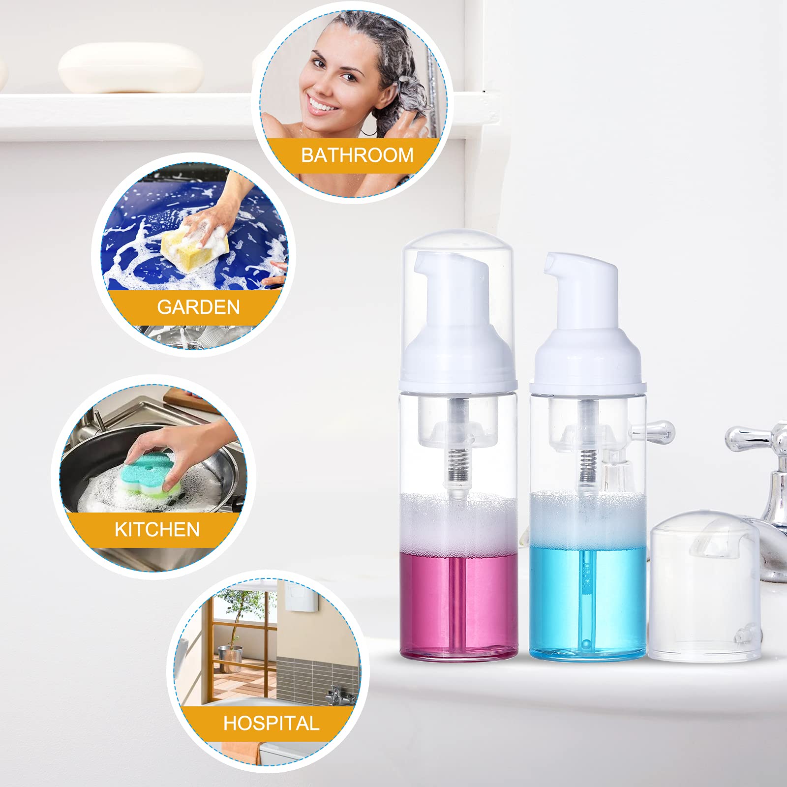 Tzirci lash shampoo dispensers on display for portable salon use.
