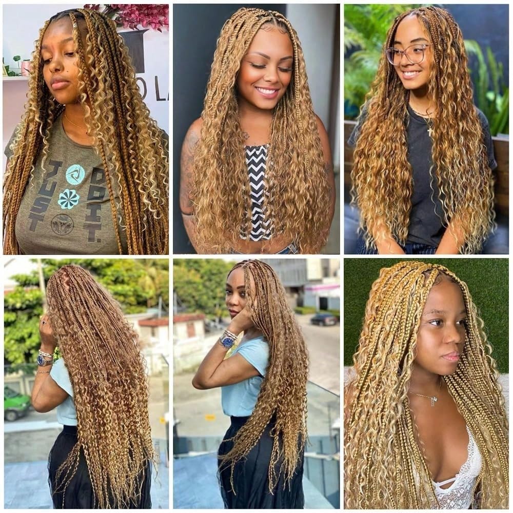 TzreisXu heat-styling friendly braiding hair honey blonde 24in allows quick styling