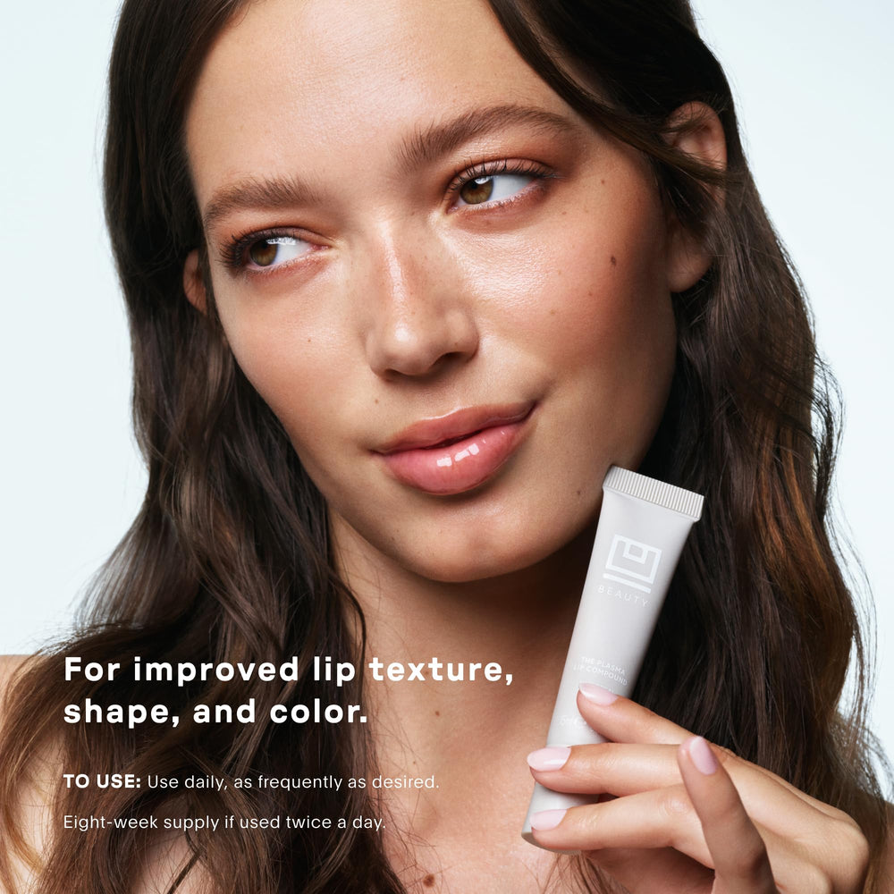 U Beauty PLASMA Lip Compound ingredients highlight peptides and hyaluronic acid.