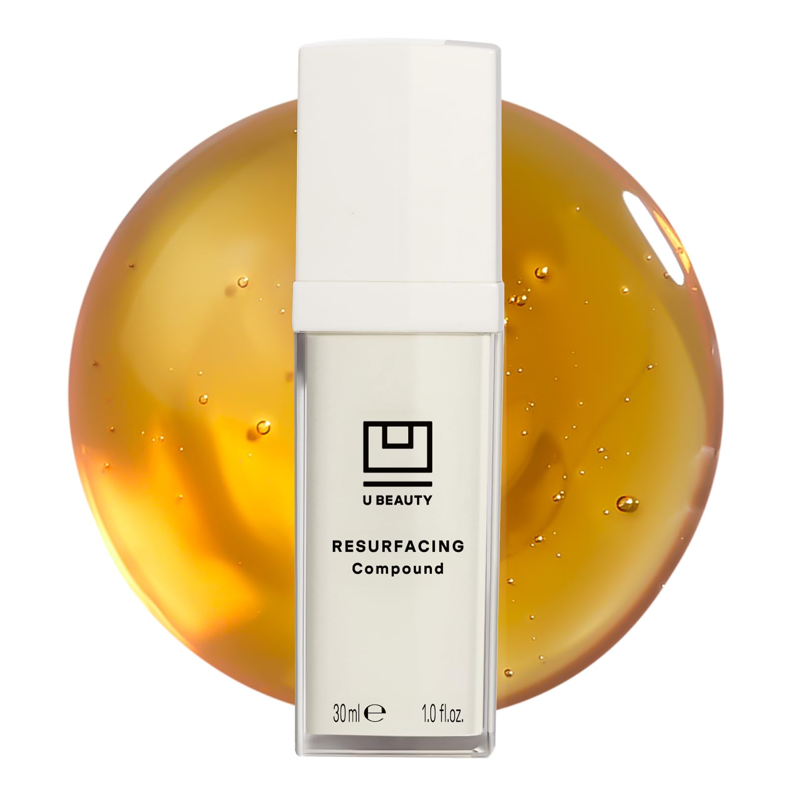 U Beauty Resurfacing Compound Serum bottle close-up showing premium packaging and hydration implications