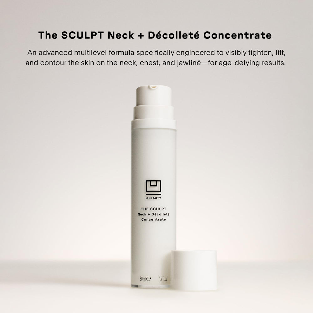 U Beauty SCULPT SIREN technology graphic highlights antioxidant protection for skin vitality.