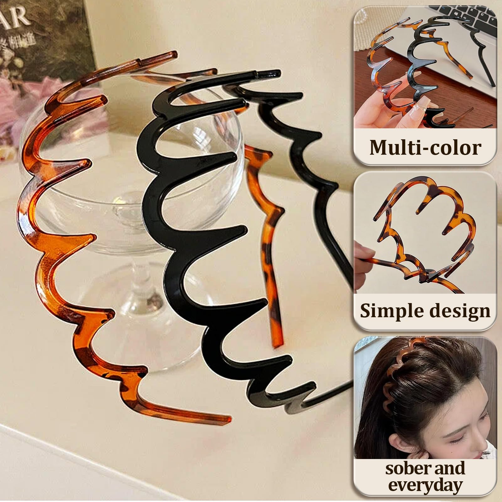 U-shape headband amber-black braid look created by flip feature