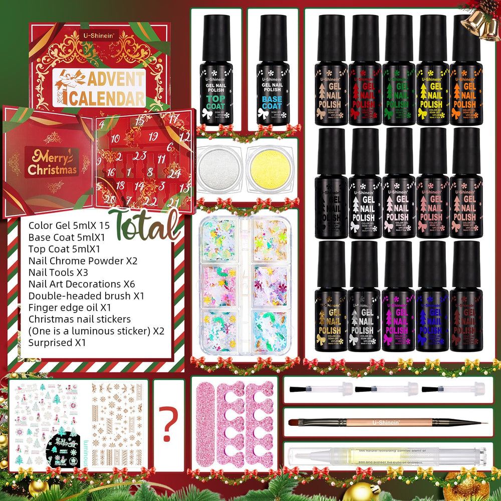 U-Shinein 24-day nail polish collection for daily color moments.