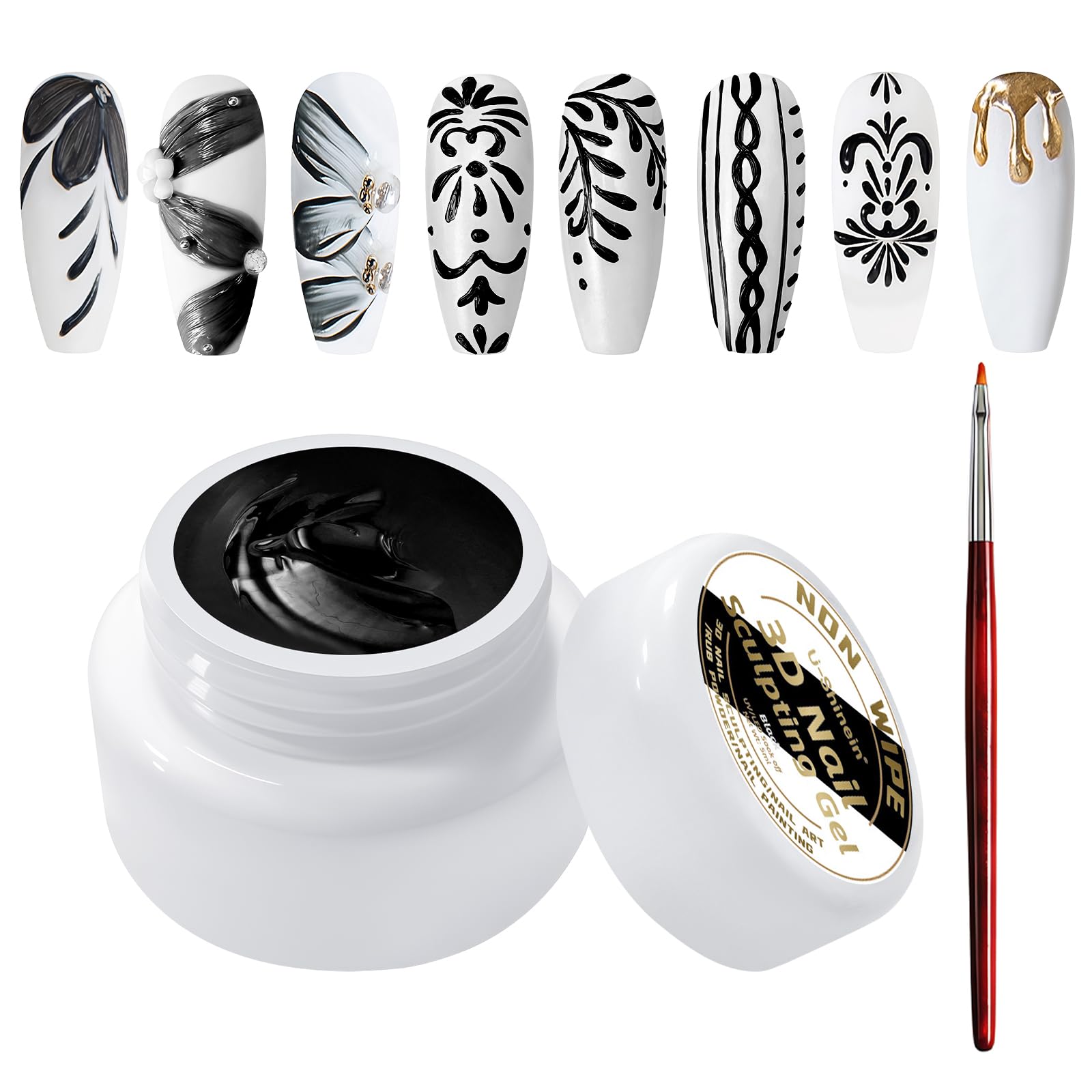 U-Shinein 3D Nail Sculpting Gel closeup with vivid pigment for eye-catching nail art.