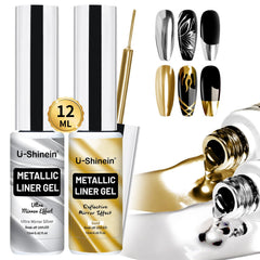 U-Shinein mirror chrome gel nail painting delivers a long-lasting, eye-catching metallic finish