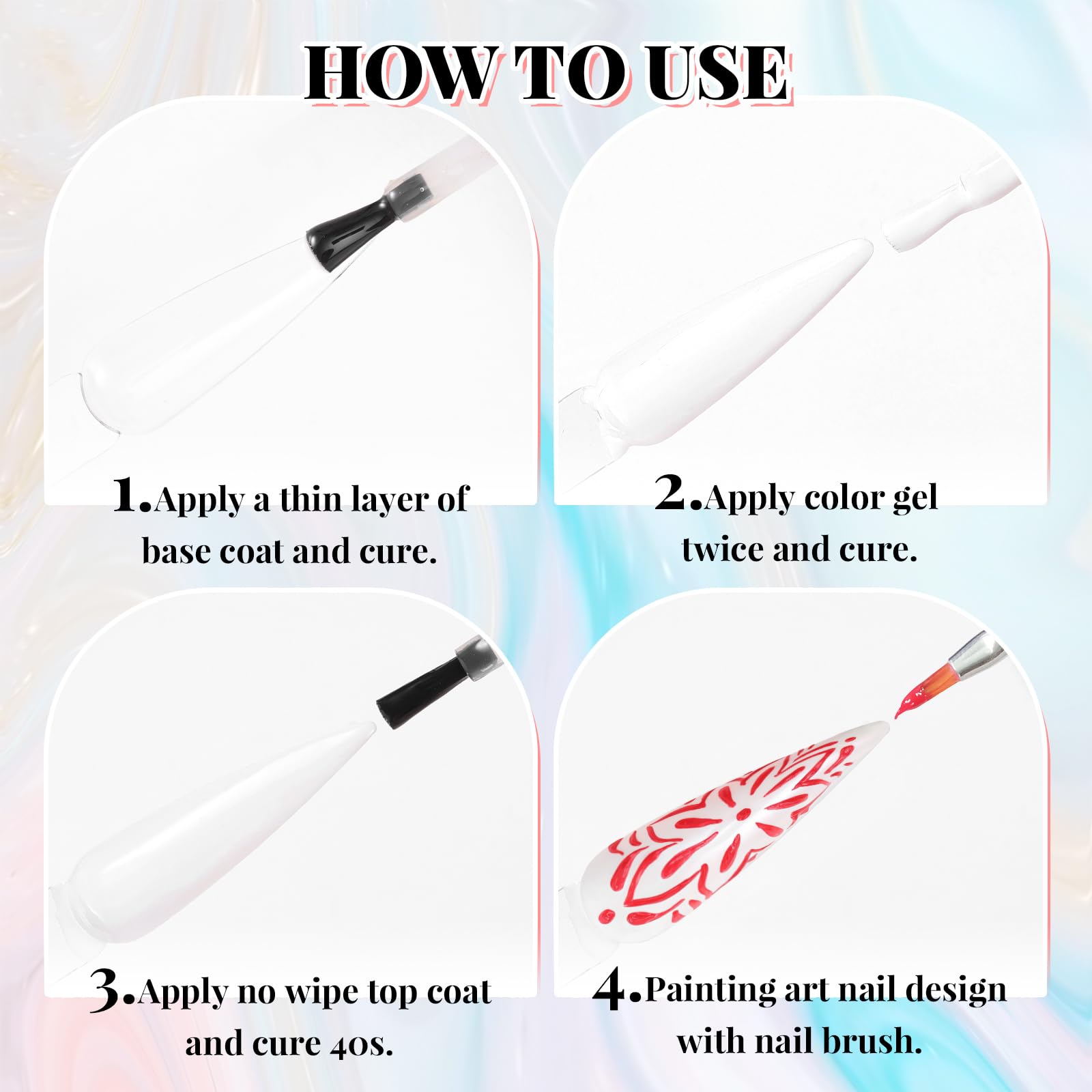 U-Shinein nail painting pen applying color with smooth flow for easy DIY art.