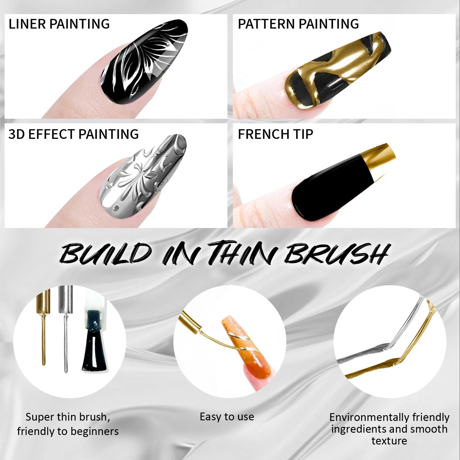 U-Shinein nail pattern drawing enables French tips and 3D accents