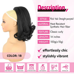 UAmy Hair Flick Ponytail Extension drawstring close-up for quick secure fit