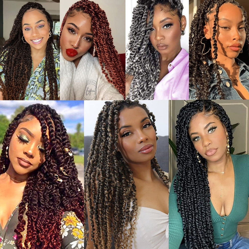 Ubeleco Passion Twist Hair 18in accessories included like crochet needle and bands for simple styling.