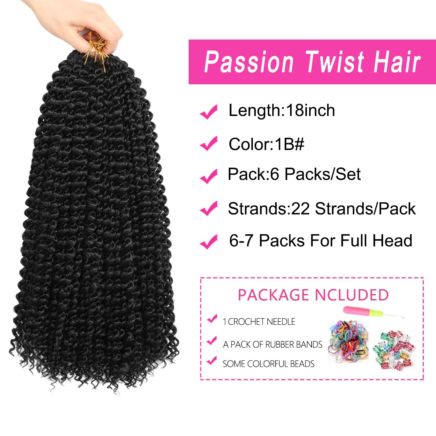 Ubeleco Passion Twist Hair 18in full-head installation shot demonstrates easy twist-and-go crochet setup.