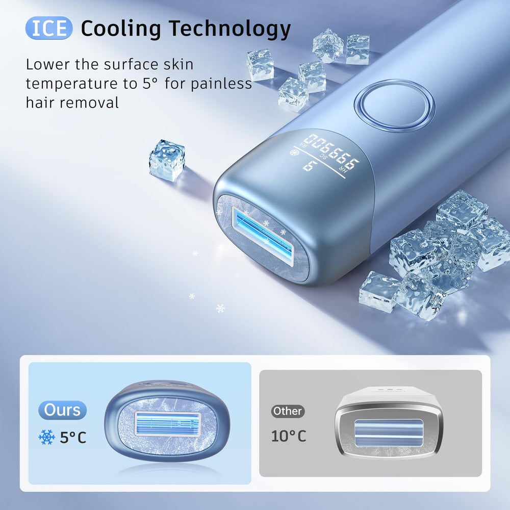 Ubroo IPL cooling action showing 5℃ ice cooling for soothing sessions