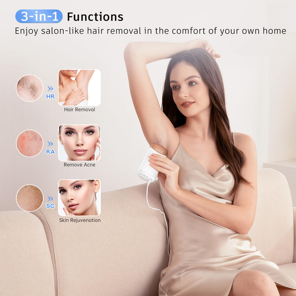 Includes goggles and shaver for private, ready-to-use home sessions.