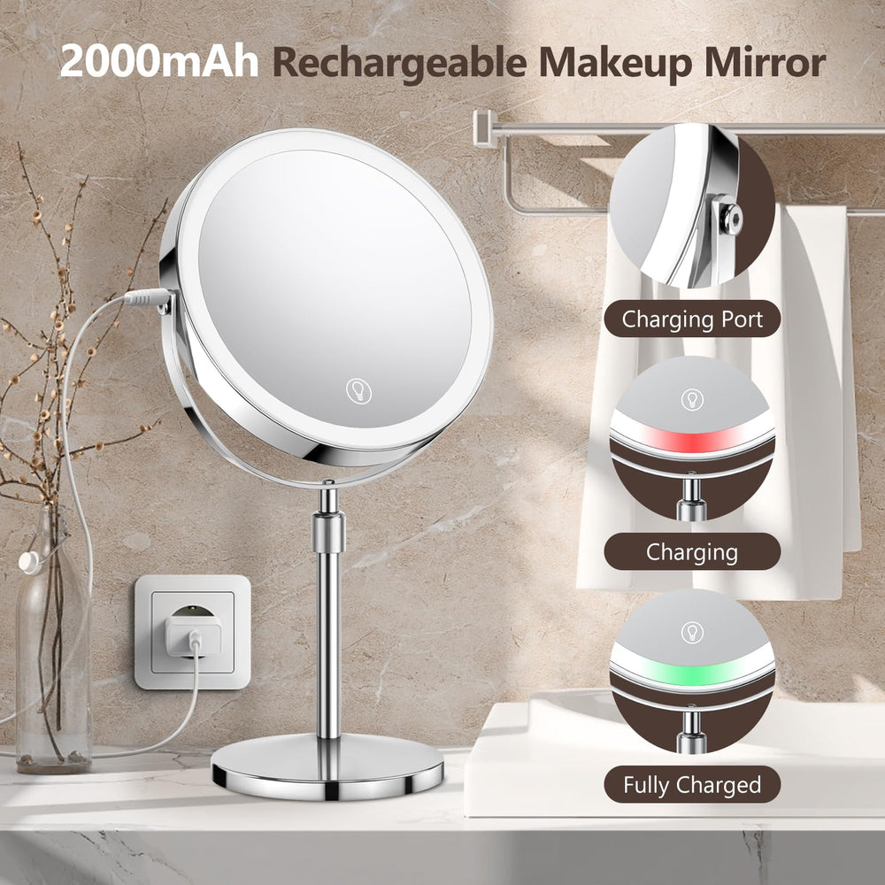 UBYMET rechargeable mirror with 2000mAh battery for cordless use