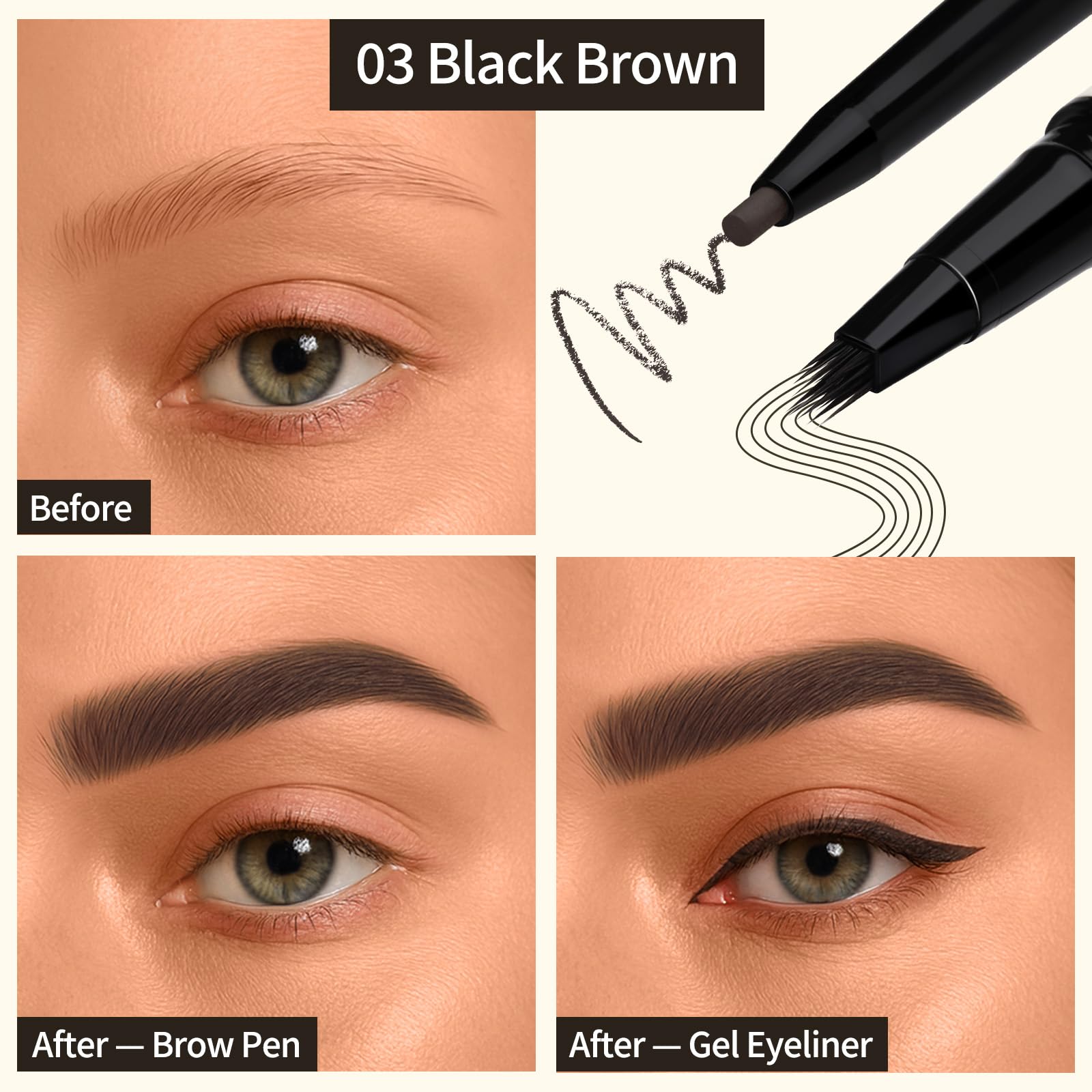 UCANBE 1.5mm ultra-fine eyeliner tip delivers smooth lines and easy winging.
