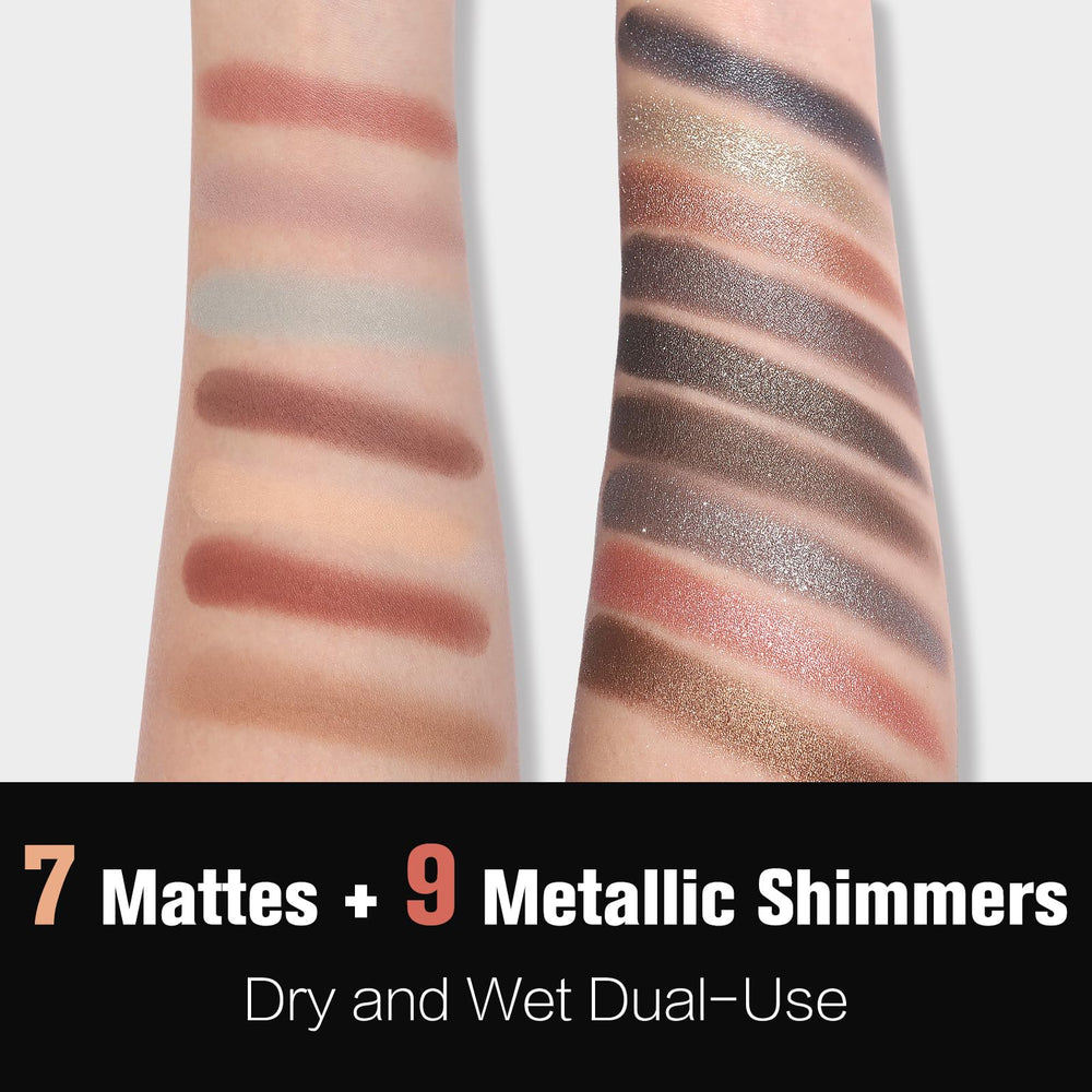 UCANBE 16-piece brush set complements the palette for precise eye makeup applications