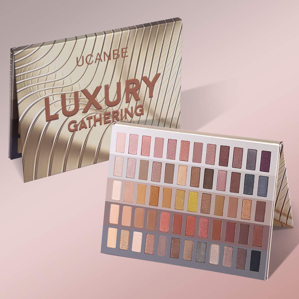 UCANBE 60 Colors Neutral Palette metallic-shimmer row adds luminous glow for evening smokey eyes
