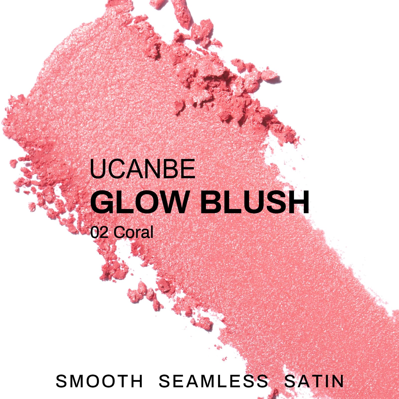 UCANBE Baked Blush 02 Coral seamless blending shot demonstrates effortless application.