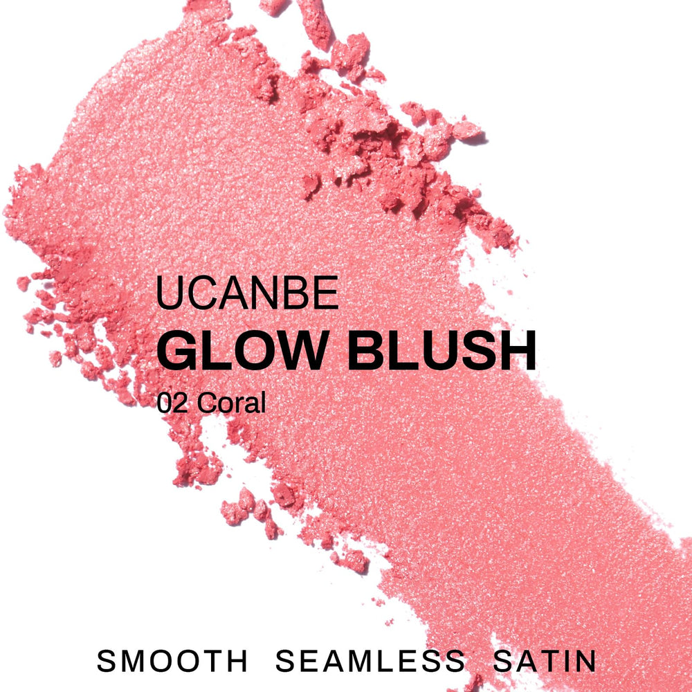 UCANBE Baked Blush 02 Coral seamless blending shot demonstrates effortless application.