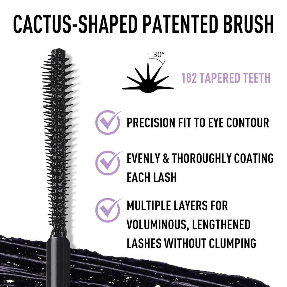 UCANBE Black Waterproof Mascara closeup demonstrates sweat-proof, smudge-resistant performance.